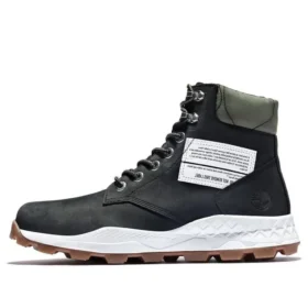 6-Inch Brooklyn Side Zip Boots “Nubuck preto com gola acolchoada verde”