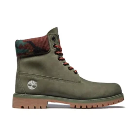 6-Inch Premium Boot “Nubuck Verde-escuro com Gola Camuflada”
