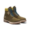 6-Inch Premium Boots “Nubuck Verde-Oliva com Gola Amarela”