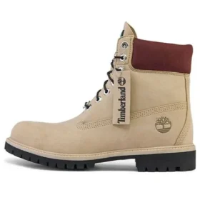 6-Inch Premium Waterproof Boot de 15 cm «Nubuck bege com gola bordô» 6-Inch Premium Waterproof Boot de 15 cm «Nubuck bege com gola bordô»