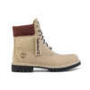 6-Inch Premium Waterproof Boot de 15 cm «Nubuck bege com gola bordô»
