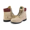 6-Inch Premium Waterproof Boot de 15 cm «Nubuck bege com gola bordô»