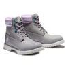 6-Inch Premium Waterproof Boot «Nubuck cinzento com colarinho com logótipo roxo»