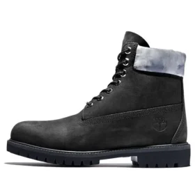 6-Inch Premium Waterproof Boot “Nubuck Preto com Gola Camo Cinza”