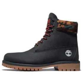 Bota 6-Inch Premium de 15 cm “Nubuck Preto com Gola Camuflada”