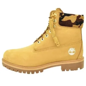 Bota 6-Inch Premium de 15 cm “Trigo Nubuck com Gola Camuflada”