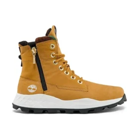 Bota Brooklyn com fecho lateral e corte largo “Nubuck Trigo com Camuflagem”