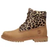 Bota com atacadores Premium 6-Inch “Nubuck bege com padrão leopardo”