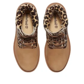Bota com atacadores Premium 6-Inch “Nubuck bege com padrão leopardo”