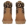Bota com atacadores Premium 6-Inch “Nubuck bege com padrão leopardo”