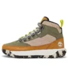 Bota de caminhada impermeável GreenStride Motion 6 Mid em tecido e couro “Verde-oliva”