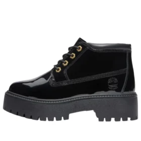 Bota de plataforma impermeável Stone Street “Couro envernizado preto”
