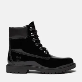 Bota impermeável de 15 cm em couro envernizado Premium para mulher