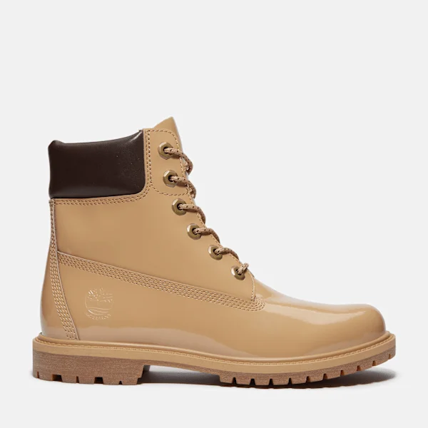 Bota impermeável de 15 cm em couro envernizado Premium para mulher Bota impermeável de 15 cm em couro envernizado Premium para mulher