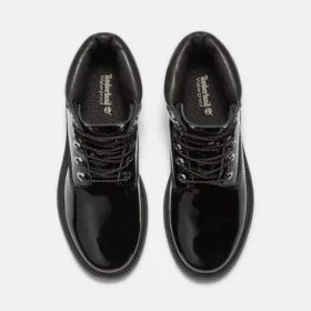 Bota impermeável de 15 cm em couro envernizado Premium para mulher