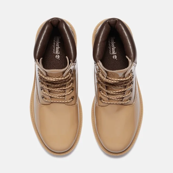Bota impermeável de 15 cm em couro envernizado Premium para mulher Bota impermeável de 15 cm em couro envernizado Premium para mulher