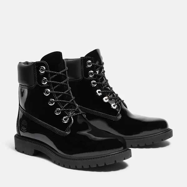 Bota impermeável de 15 cm em couro envernizado Premium para mulher Bota impermeável de 15 cm em couro envernizado Premium para mulher