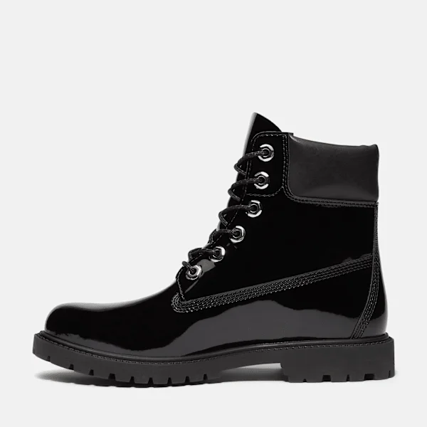 Bota impermeável de 15 cm em couro envernizado Premium para mulher Bota impermeável de 15 cm em couro envernizado Premium para mulher