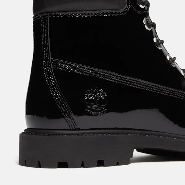 Bota impermeável de 15 cm em couro envernizado Premium para mulher Bota impermeável de 15 cm em couro envernizado Premium para mulher