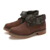 Botas de cano médio com aba enrolável “Estampado de camuflagem verde-castanho”