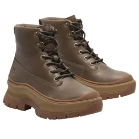 Botas de cano médio com atacadores Roxie Lane “Castanho Médio Full Grain”