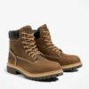 Botas de trabalho femininas com biqueira de aço de fixação direta – Castanho café