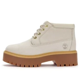 Botas impermeáveis de cano médio com atacadores “Stone Street” “Nubuck Branco” Botas impermeáveis de cano médio com atacadores “Stone Street” “Nubuck Branco”