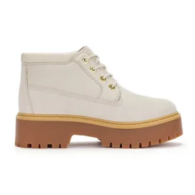 Botas impermeáveis de cano médio com atacadores “Stone Street” “Nubuck Branco” Botas impermeáveis de cano médio com atacadores “Stone Street” “Nubuck Branco”