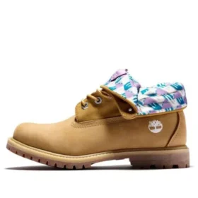 Botas Roll Top Basic “Rosa Trigo com Estampado Xadrez”