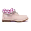 Botas Roll Top de Corte Largo Basic “Rosa Claro com Estampado Xadrez”