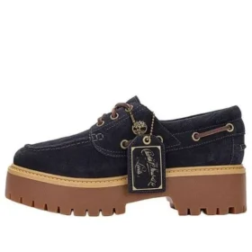 Calçado de barco com plataforma C.F. STEAD Indigo Suede Stone Street “Camurça azul escura”
