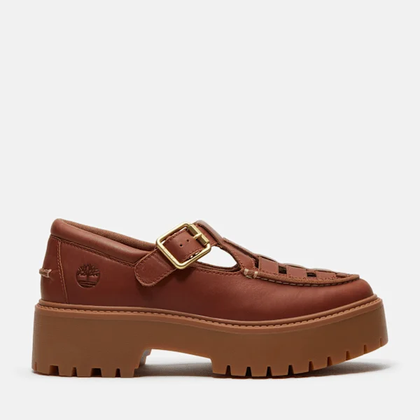 Calçado de plataforma com fivela Stone Street para mulher Calçado de plataforma com fivela Stone Street para mulher