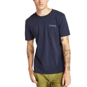 Camisa de manga curta com gola redonda Timberland com estampado, azul