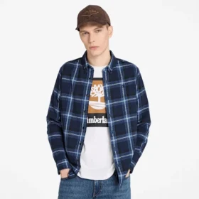 Camisas de flanela xadrez de peso médio para homem