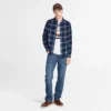 Camisas de flanela xadrez de peso médio para homem