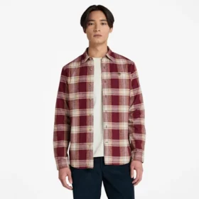 Camisas de flanela xadrez em espinha de peixe para homem