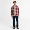Camisas de flanela xadrez em espinha de peixe para homem