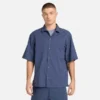 Camisas de resort de manga curta em seersucker para homem