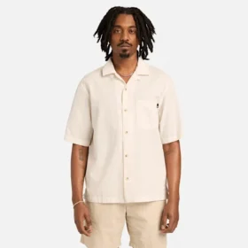 Camisas de resort de manga curta em seersucker para homem