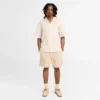Camisas de resort de manga curta em seersucker para homem