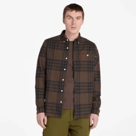 Camisas xadrez de flanela de peso médio para homem