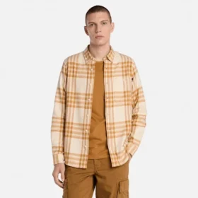 Camisas xadrez de flanela de peso médio para homem