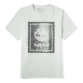 Camiseta de manga curta com gola redonda e estampado da Timberland, branca Camiseta de manga curta com gola redonda e estampado da Timberland, branca