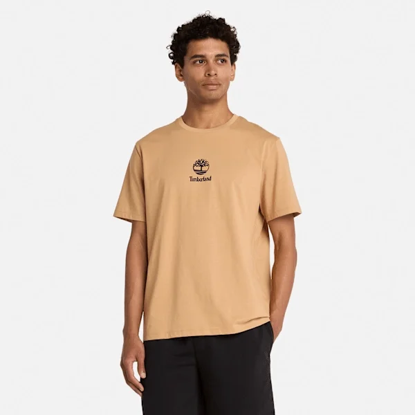 Camiseta de manga curta com logótipo sobreposto Camiseta de manga curta com logótipo sobreposto