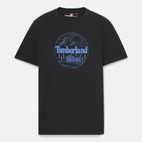 Camiseta masculina de manga curta com estampa de montanha