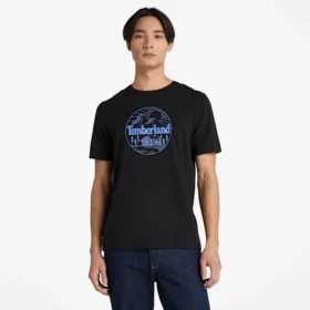 Camiseta masculina de manga curta com estampa de montanha