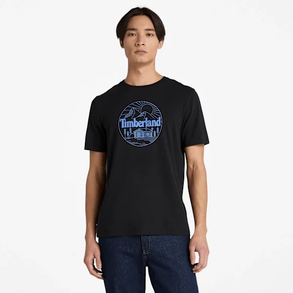 Camiseta masculina de manga curta com estampa de montanha Camiseta masculina de manga curta com estampa de montanha
