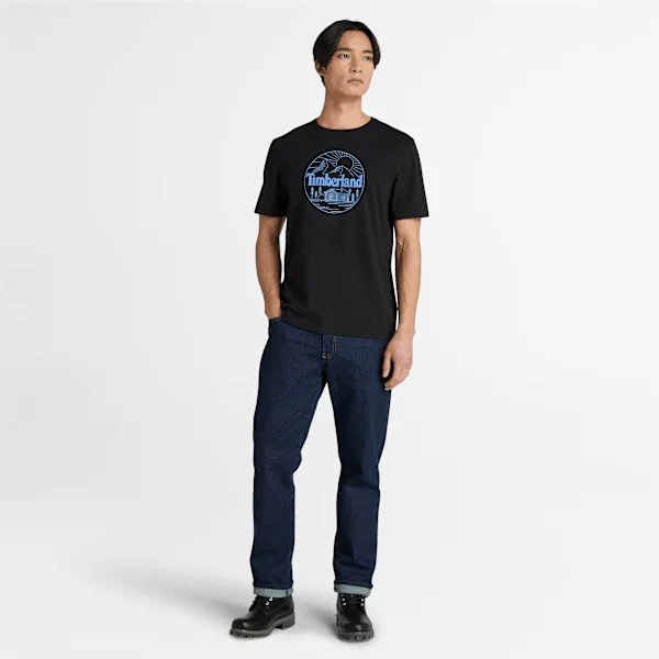 Camiseta masculina de manga curta com estampa de montanha Camiseta masculina de manga curta com estampa de montanha