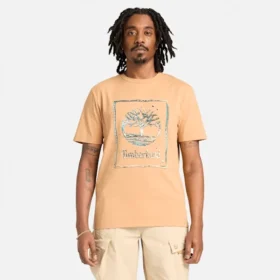 Camiseta masculina de manga curta com logótipo gráfico