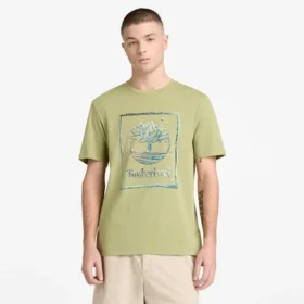 Camiseta masculina de manga curta com logótipo gráfico